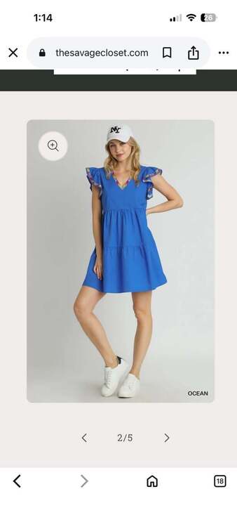 Umgee Dresses & Skirts - Umgee Royal Blue Embroidered Ruffle Sleeve Tiered Babydoll Mini Dress